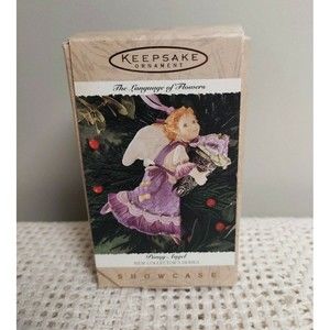 Vintage Hallmark Keepsake Pansy Angel Ornament 1997 Original Box